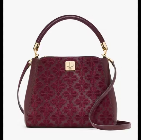 kate spade Handbags - Kate Spade Spade Flower Embroidered Top Handle Satchel, Dark Merlot